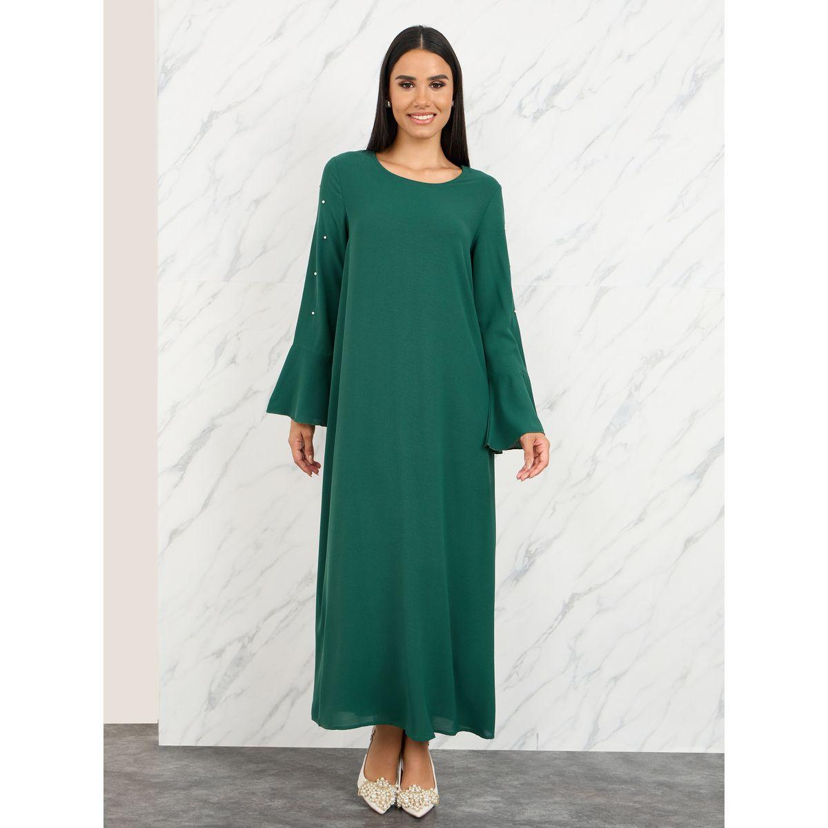 فستان طويل باكمام طويلة ولؤلؤ صناعي-women-clothing-dresses-image-2
