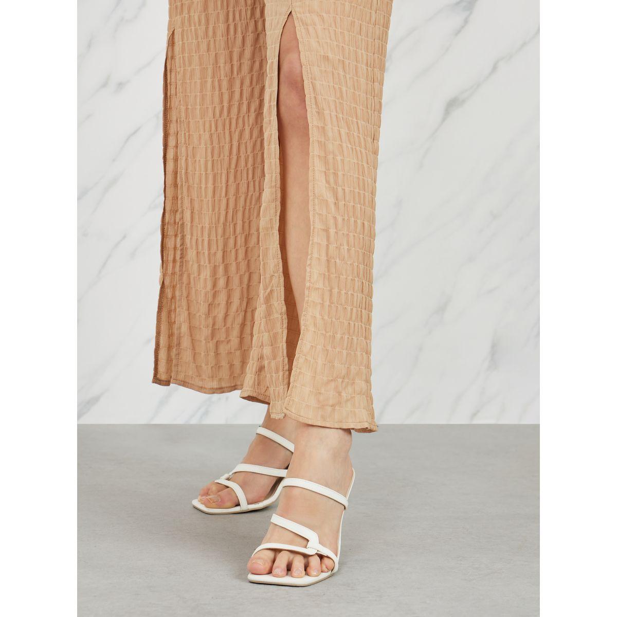 Styli Shirred Front Slit Wide Leg Pant with Self Tie Up-women-clothing-bottoms-trousers-image-4