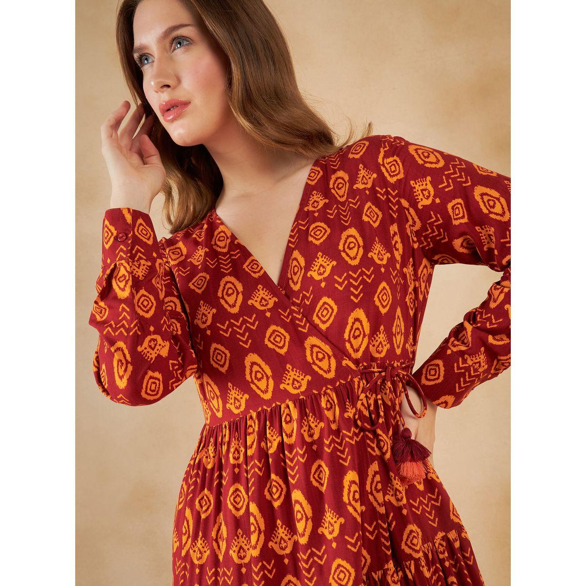 فستان ميدي بطبعة بوهيمية وكسرات فِميلا × ستايلي-women-clothing-dresses-image-5