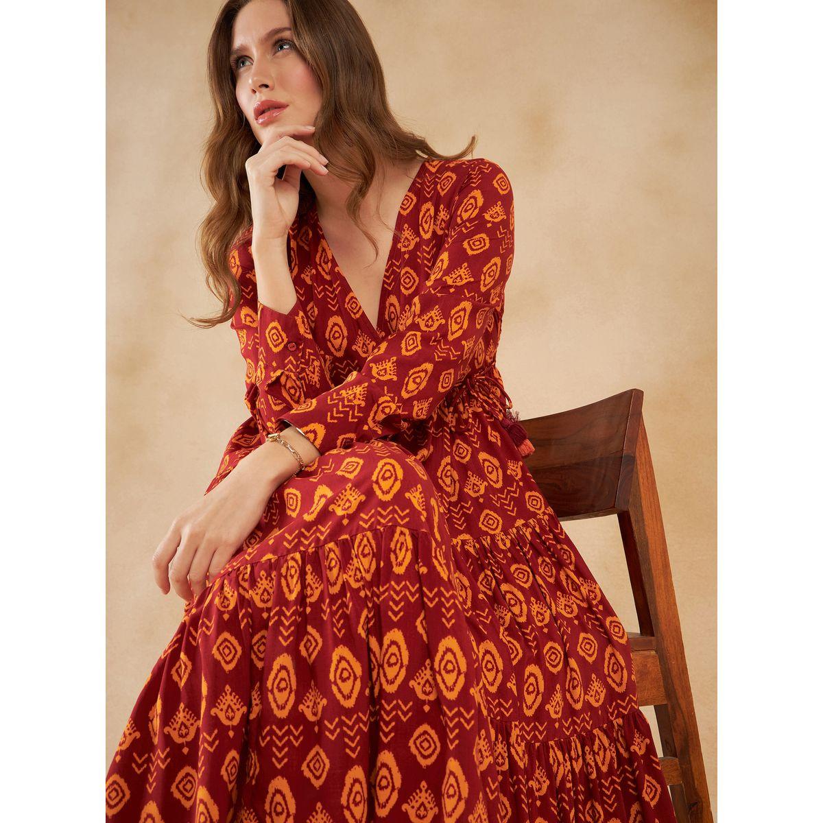 فستان ميدي بطبعة بوهيمية وكسرات فِميلا × ستايلي-women-clothing-dresses-image-6