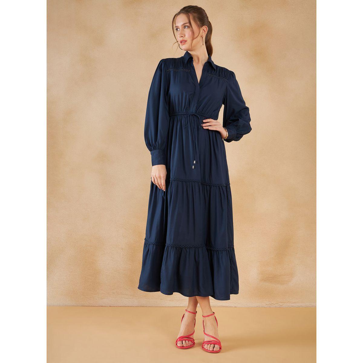 فستان طويل بكسرات وتفاصيل دانتيل-women-clothing-dresses-image-1