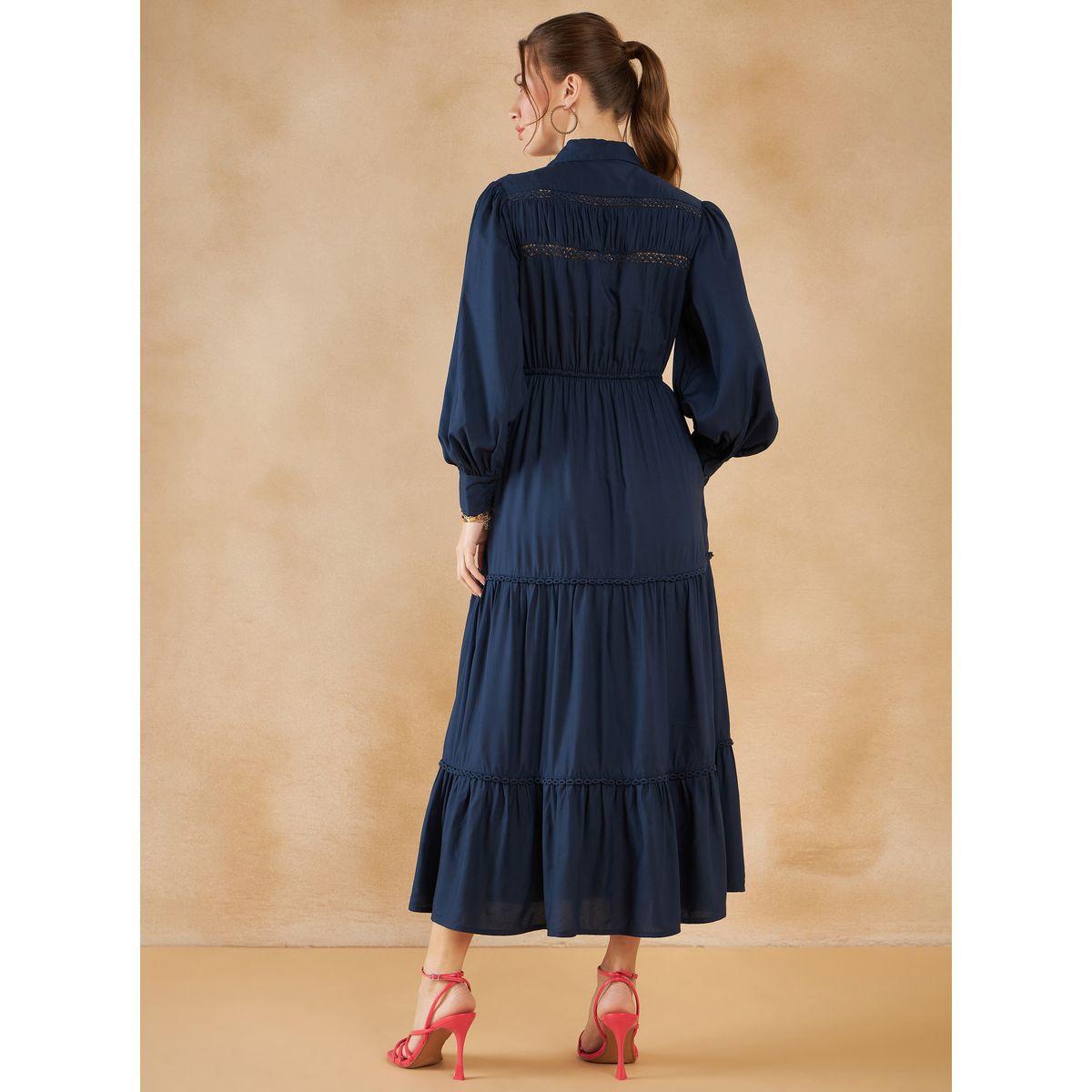 Femmella Lace Ladder Insert Tiered Maxi Shirt Dress-women-clothing-dresses-image-2