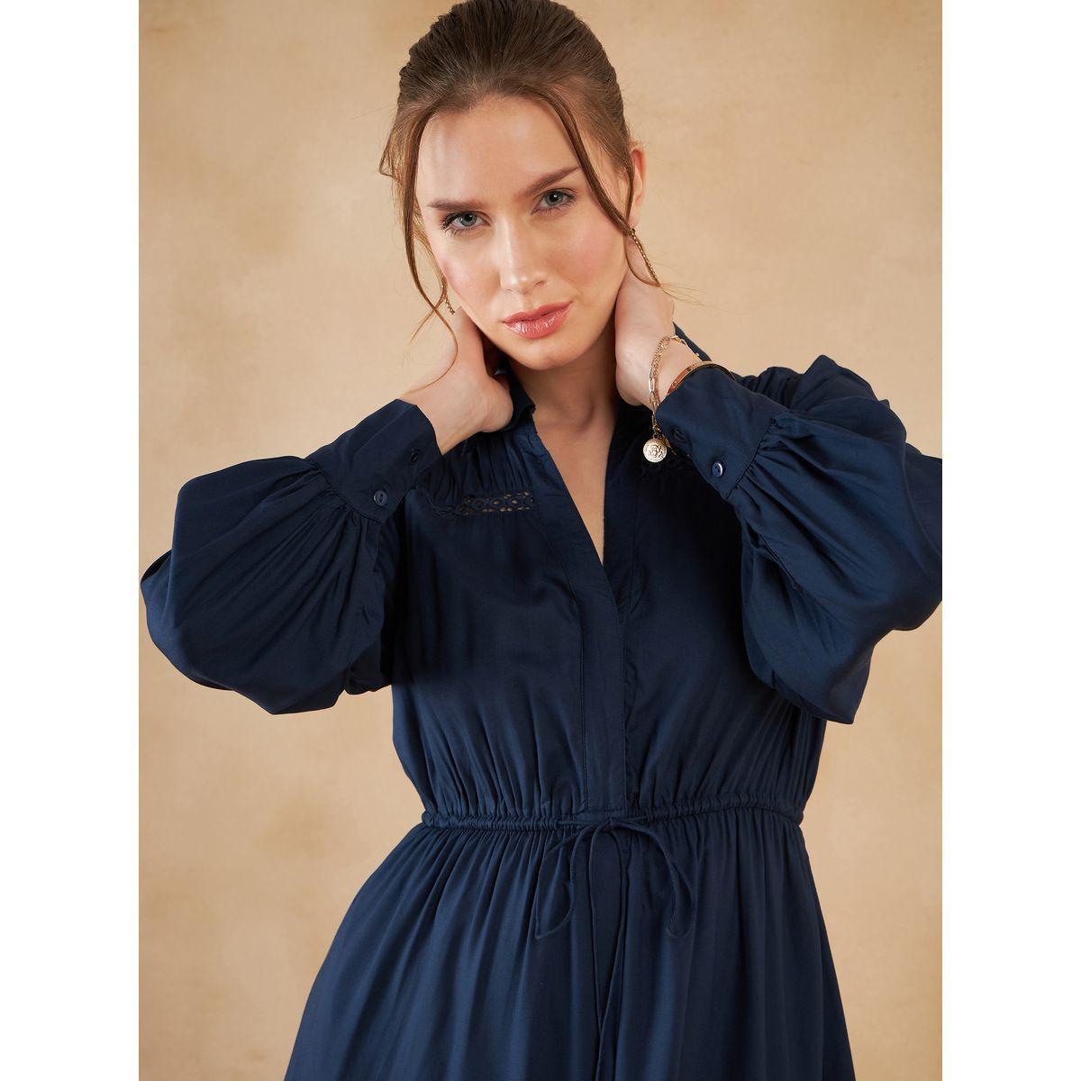 فستان طويل بكسرات وتفاصيل دانتيل-women-clothing-dresses-image-4