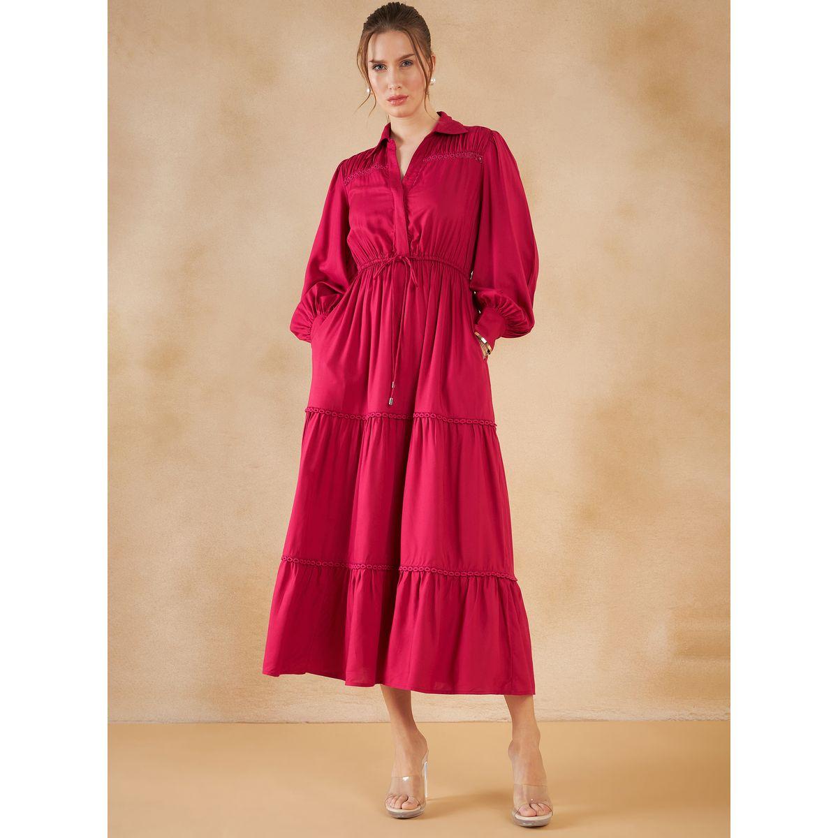 Femmella Lace Ladder Insert Tiered Shirt Maxi Dress-women-clothing-dresses-image-1