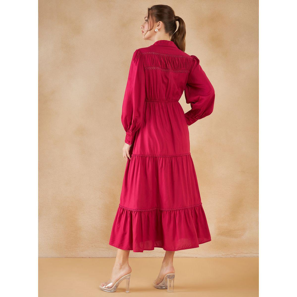 Femmella Lace Ladder Insert Tiered Shirt Maxi Dress-women-clothing-dresses-image-2