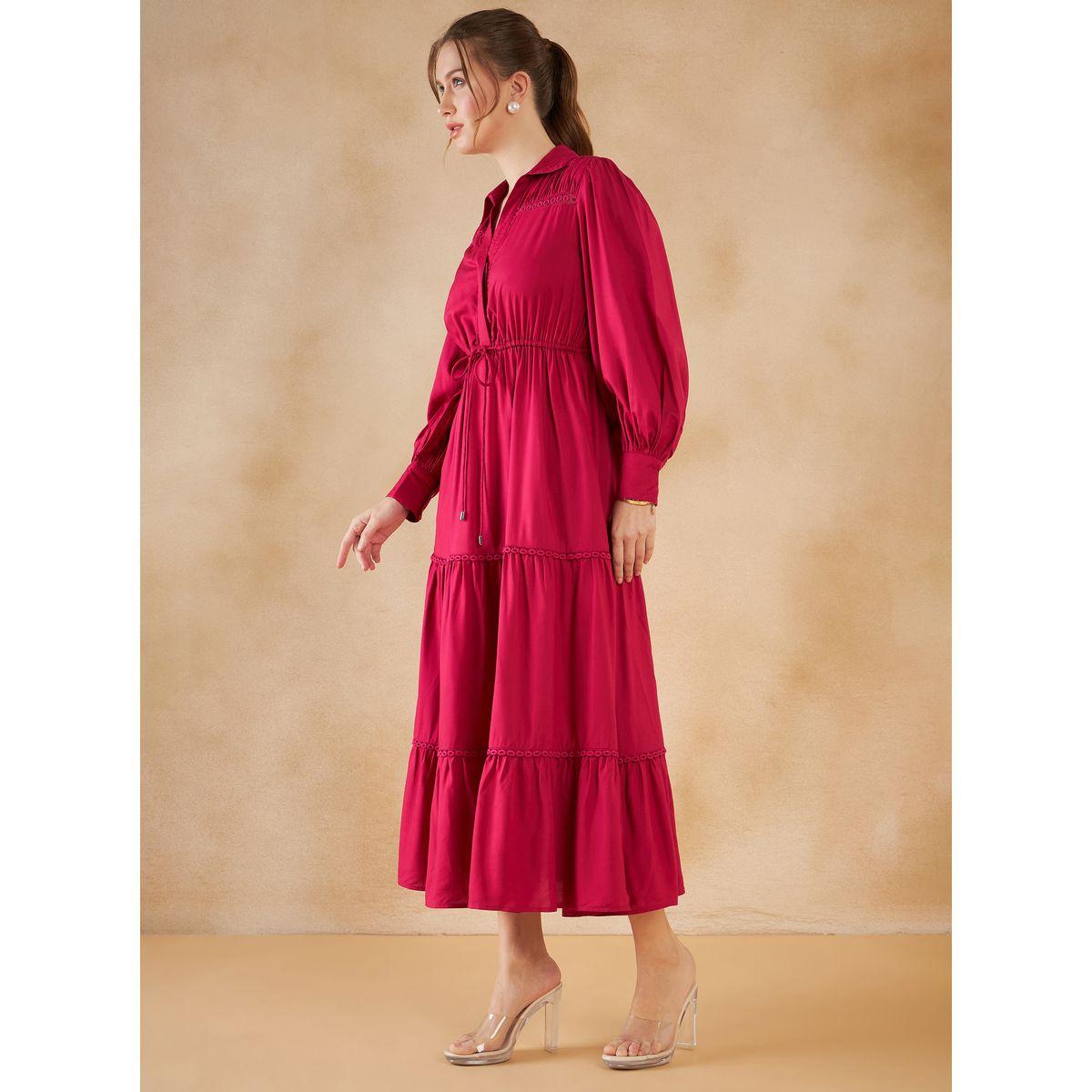 Femmella Lace Ladder Insert Tiered Shirt Maxi Dress-women-clothing-dresses-image-3