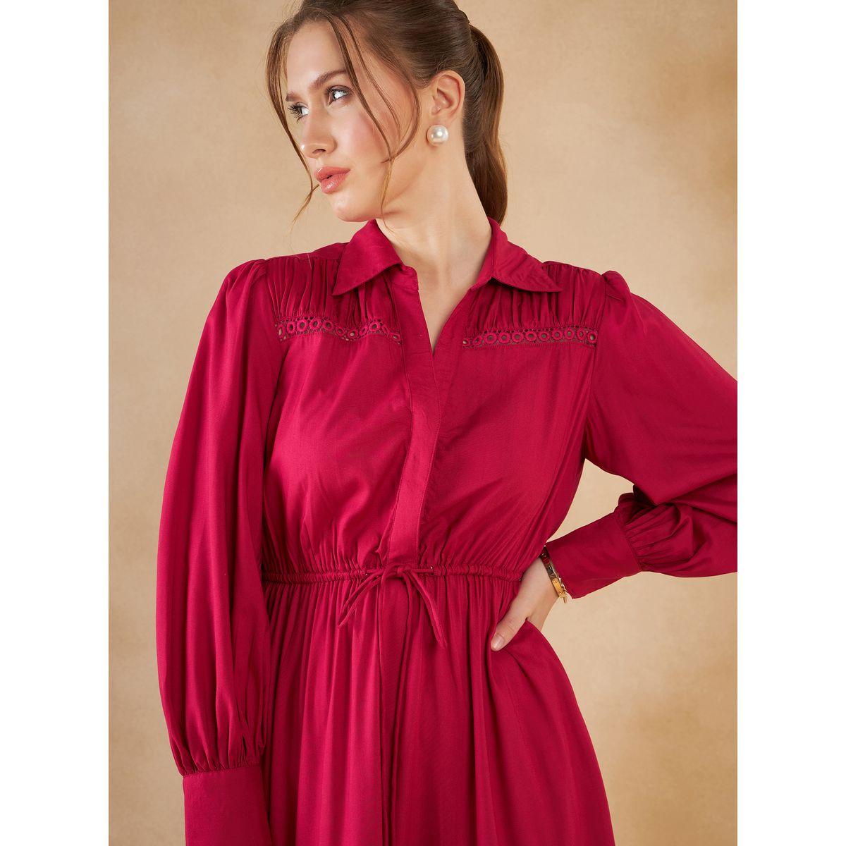 Femmella Lace Ladder Insert Tiered Shirt Maxi Dress-women-clothing-dresses-image-4