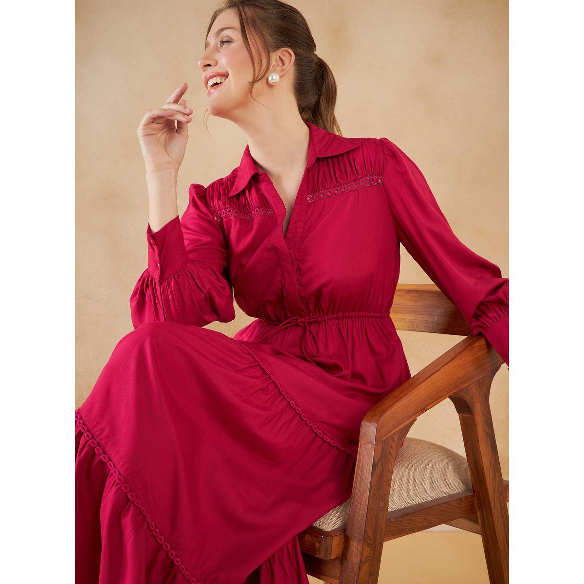 Femmella Lace Ladder Insert Tiered Shirt Maxi Dress-women-clothing-dresses-image-5