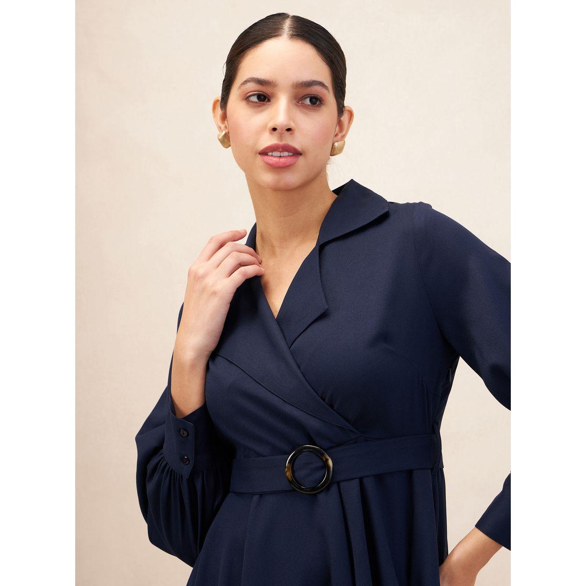 فستان ميدي مزين بكسرات وإبزيم فِميلا × ستايلي-women-clothing-dresses-image-3