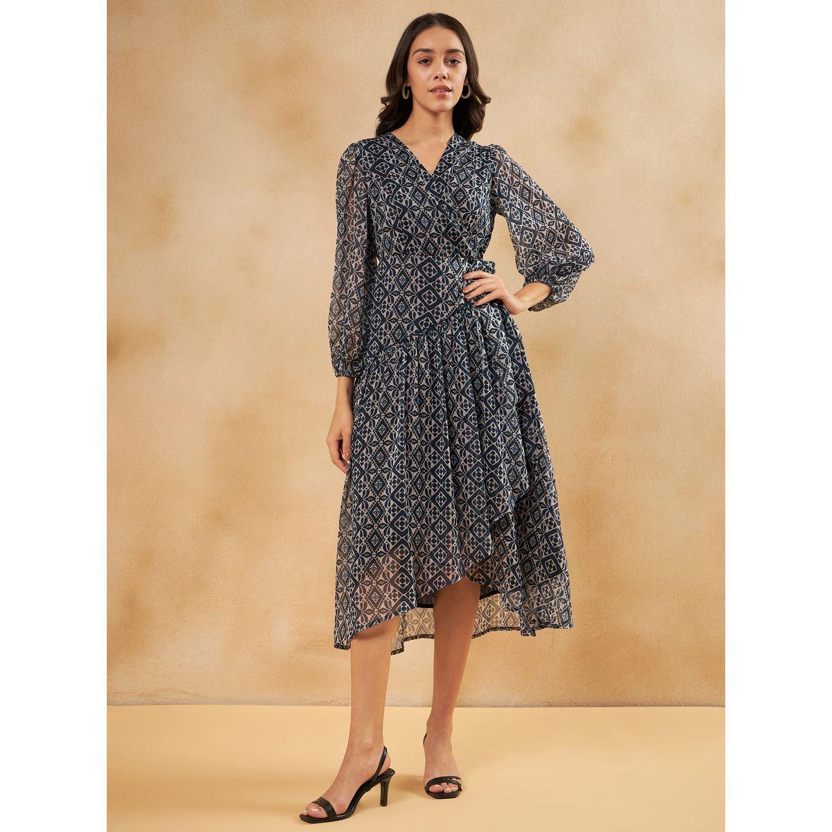 Femmella Bohemian Print Asymmetric Hem A-Line Midi Dress-women-clothing-dresses-image-1