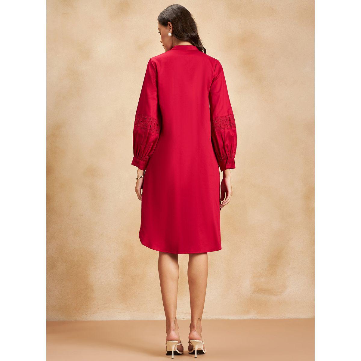 Femmella Cotton Broderie High Low Hem Shift Midi Dress-women-clothing-dresses-image-2