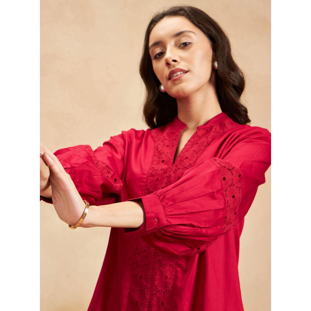 Femmella Cotton Broderie High Low Hem Shift Midi Dress-women-clothing-dresses-image-4