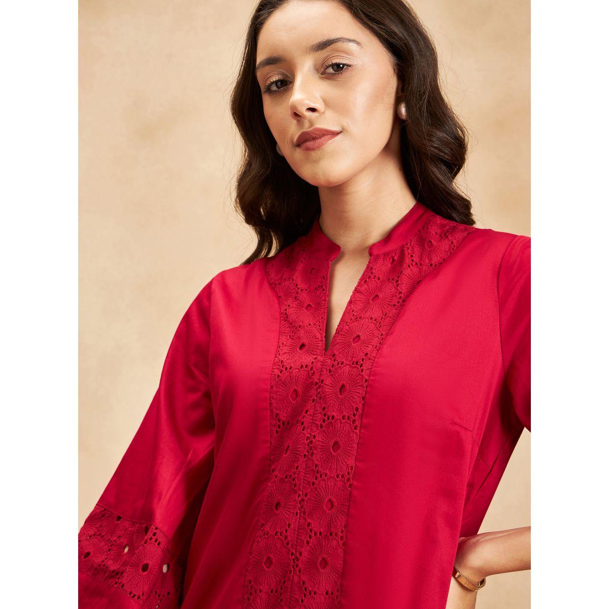 Femmella Cotton Broderie High Low Hem Shift Midi Dress-women-clothing-dresses-image-5