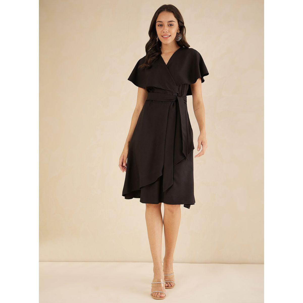 Femmella Cape Sleeves Wrap Style Midi Dress-women-clothing-dresses-image-1