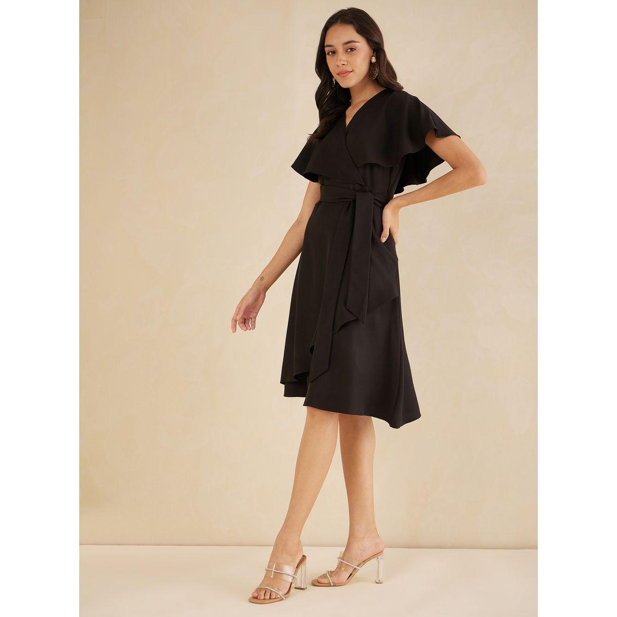 Femmella Cape Sleeves Wrap Style Midi Dress-women-clothing-dresses-image-2