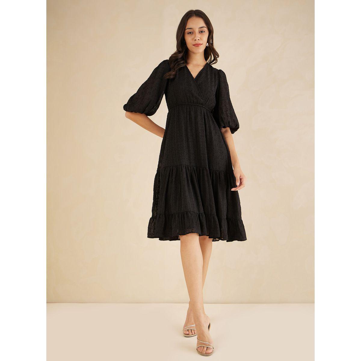 Femmella Dobby Lurex Striped Wrap Tiered Midi Dress-women-clothing-dresses-image-1