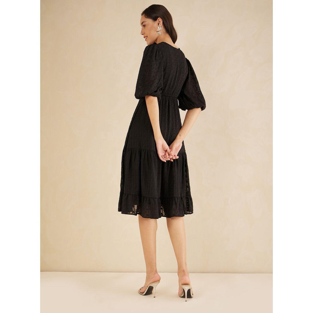Femmella Dobby Lurex Striped Wrap Tiered Midi Dress-women-clothing-dresses-image-3