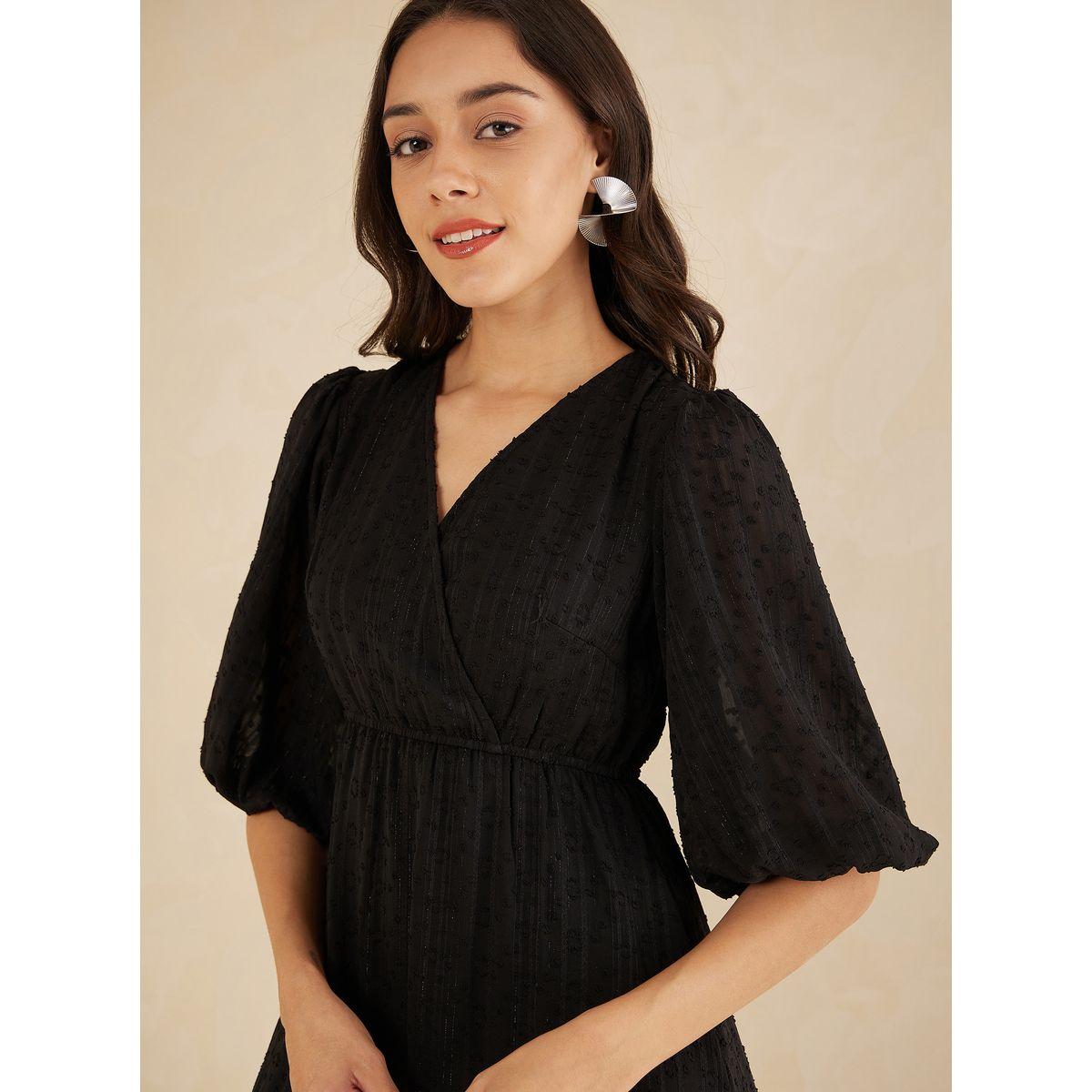 Femmella Dobby Lurex Striped Wrap Tiered Midi Dress-women-clothing-dresses-image-6