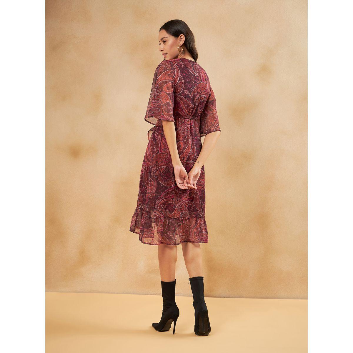 فستان ميدي بنمط لف وطبعة بيزلي فِميلا × ستايلي-women-clothing-dresses-image-2