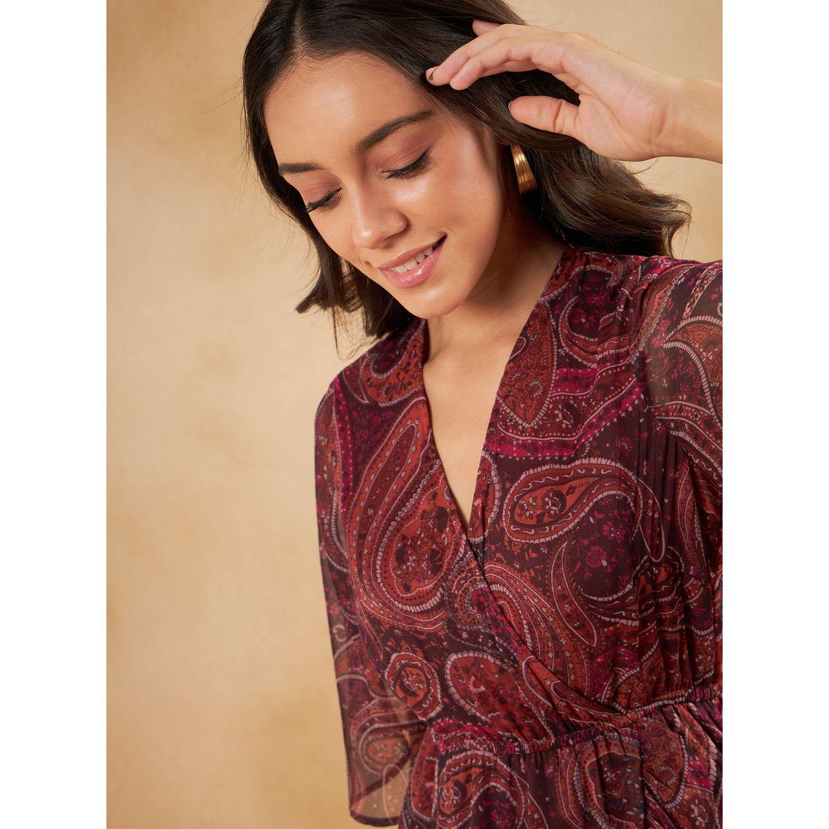 Femmella X Styli  Paisley Print Ruffle Hem Wrap Midi Dress-women-clothing-dresses-image-4