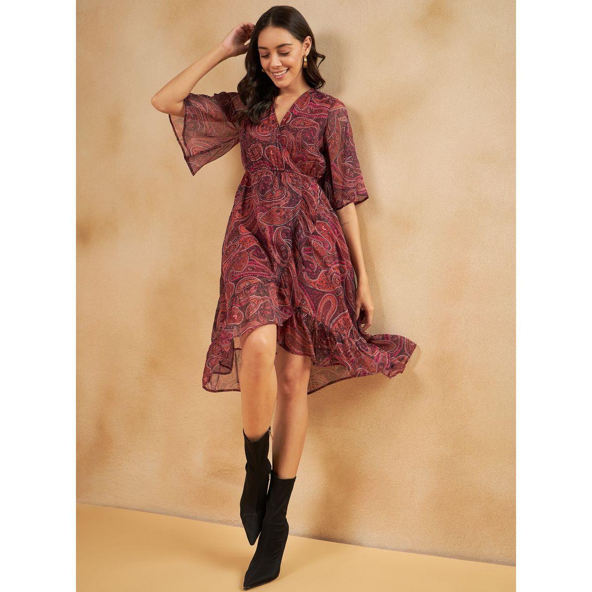 Femmella X Styli  Paisley Print Ruffle Hem Wrap Midi Dress-women-clothing-dresses-image-5