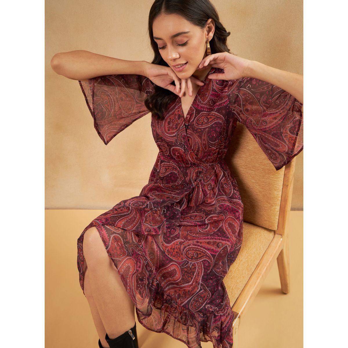 فستان ميدي بنمط لف وطبعة بيزلي فِميلا × ستايلي-women-clothing-dresses-image-7