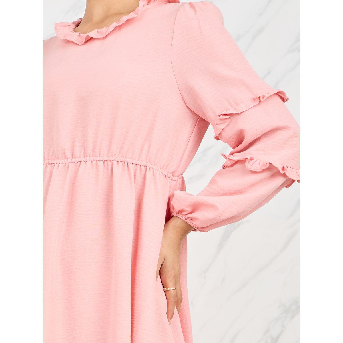 Styli Ruffle Detail A-Line Midi Dress-women-clothing-dresses-image-3