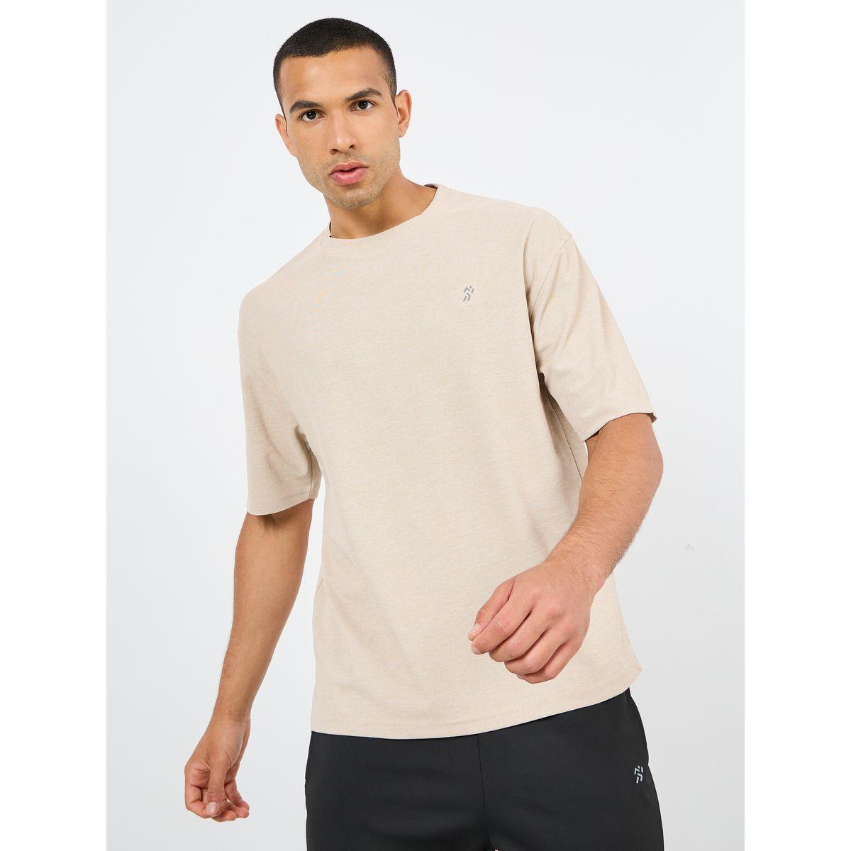 تيشيرت محبوك واسع بتفاصيل ميلانج-men-clothing-sportswearandactivewear-tshirtsandpolos-image-1