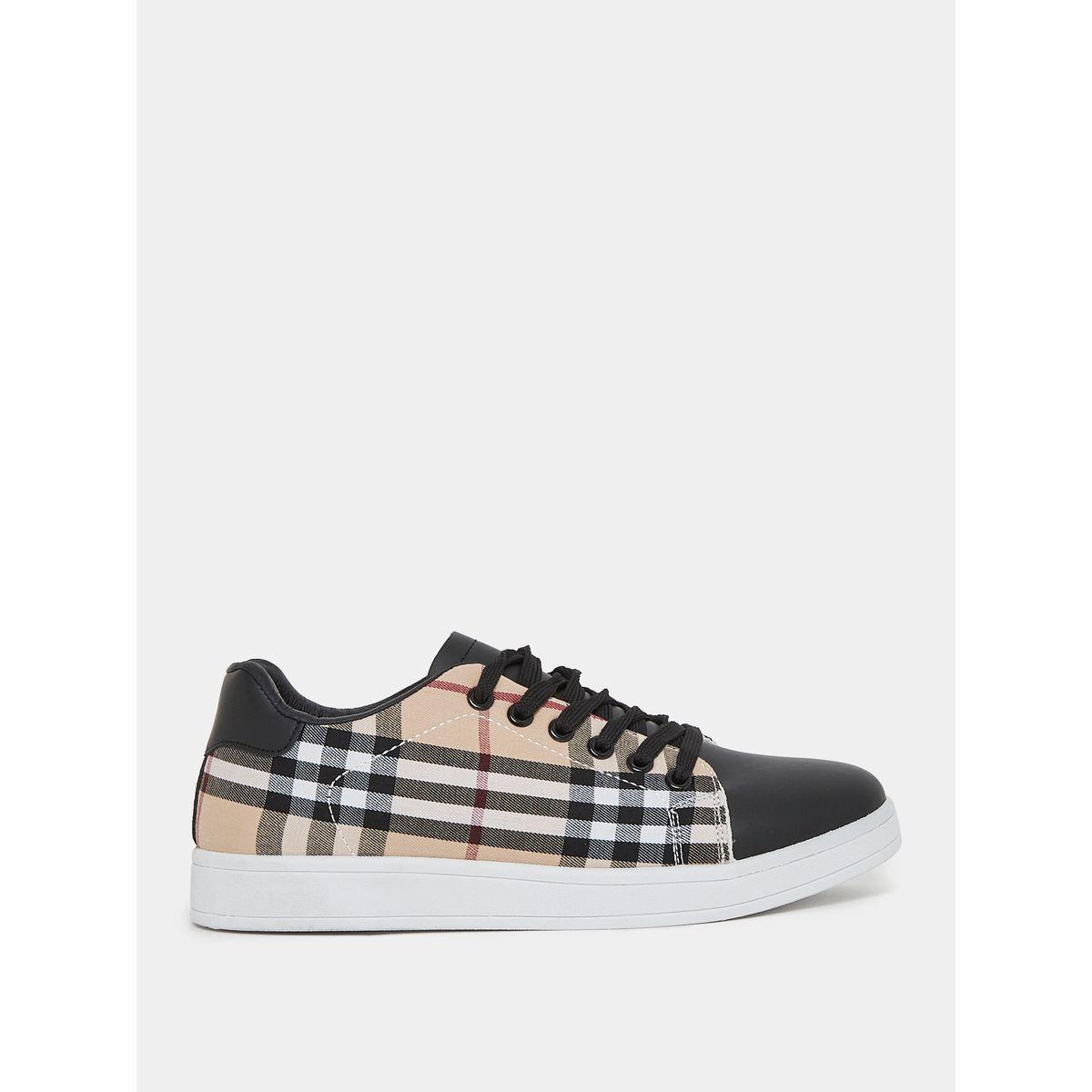 Styli Plaid Check Round Toe Lace Up Sneakers-men-shoes-sneakers-image-2