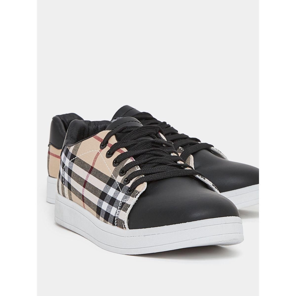 Styli Plaid Check Round Toe Lace Up Sneakers-men-shoes-sneakers-image-3