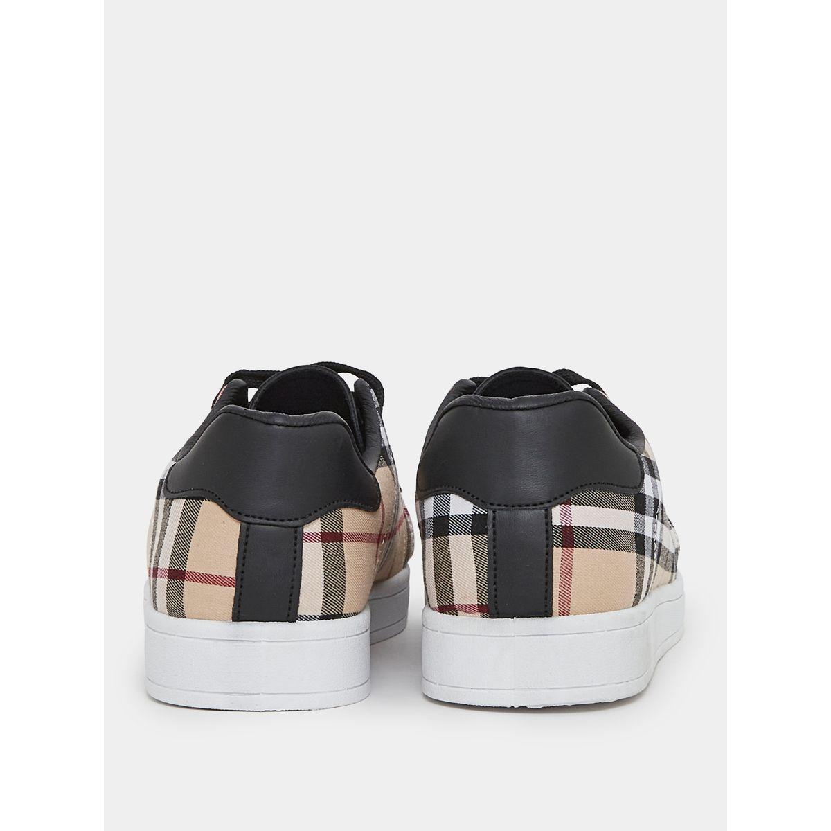 Styli Plaid Check Round Toe Lace Up Sneakers-men-shoes-sneakers-image-4