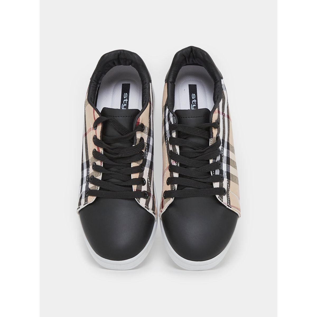 Styli Plaid Check Round Toe Lace Up Sneakers-men-shoes-sneakers-image-5
