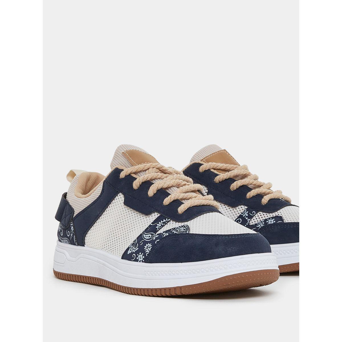 Styli Colorblock Paisley Print Mesh Insert Lace Up Skate Sneakers-men-shoes-sneakers-image-3