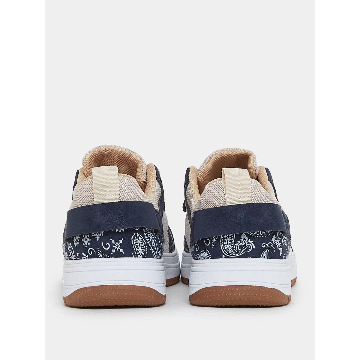 Styli Colorblock Paisley Print Mesh Insert Lace Up Skate Sneakers-men-shoes-sneakers-image-4