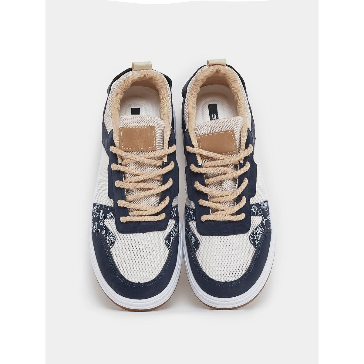 Styli Colorblock Paisley Print Mesh Insert Lace Up Skate Sneakers-men-shoes-sneakers-image-5