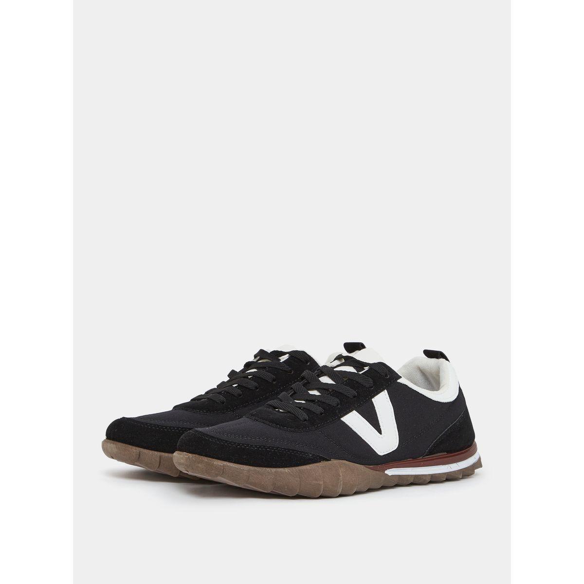 Styli Contrast Velvet Stitch Detail Lace Up Sneakers-men-shoes-sneakers-image-1
