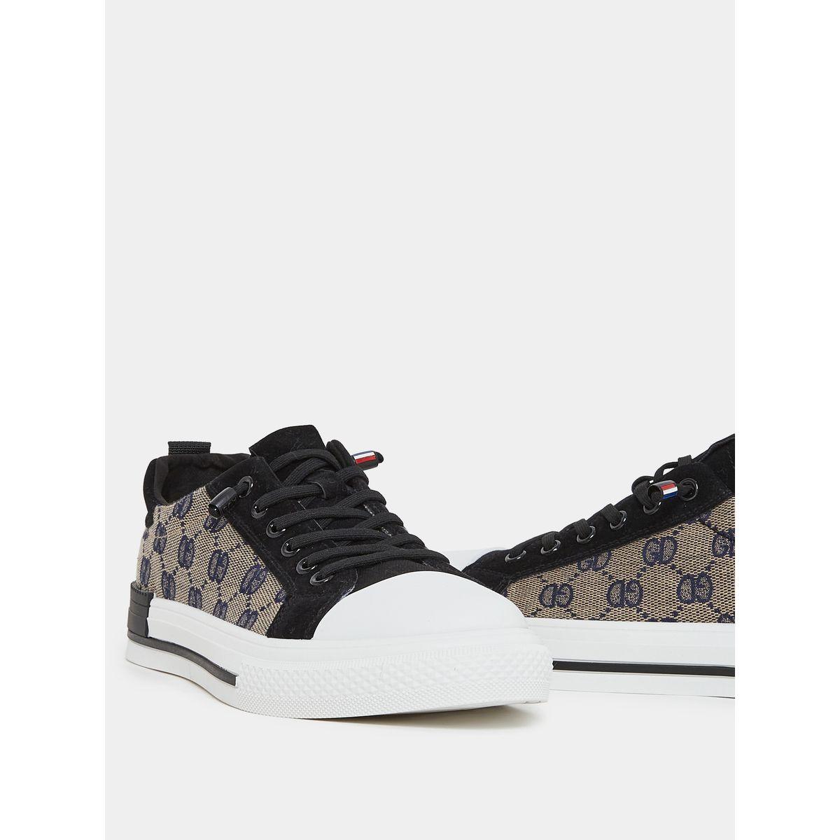 Styli Monogram Texture Platform Sole Lace Up Sneakers-men-shoes-sneakers-image-3