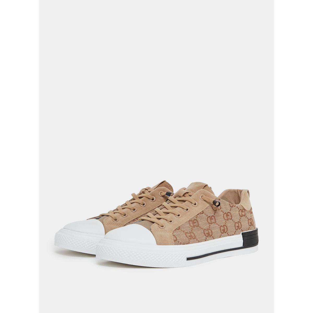 Styli Monogram Texture Platform Sole Lace Up Sneakers-men-shoes-sneakers-image-1