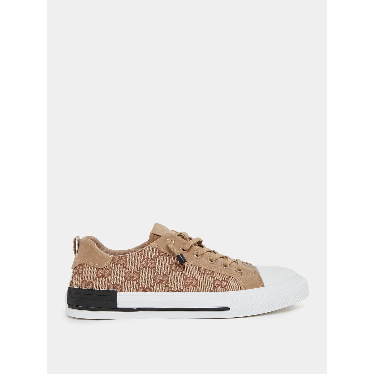 Styli Monogram Texture Platform Sole Lace Up Sneakers-men-shoes-sneakers-image-2