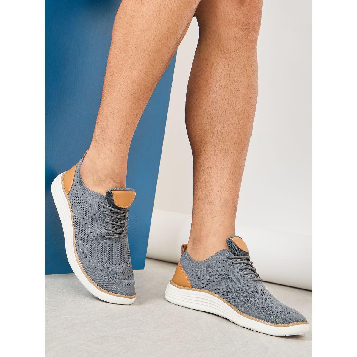 Styli Contrast Heel Counter Casual Oxford Lace Up Sneakers-men-shoes-sneakers-image-1