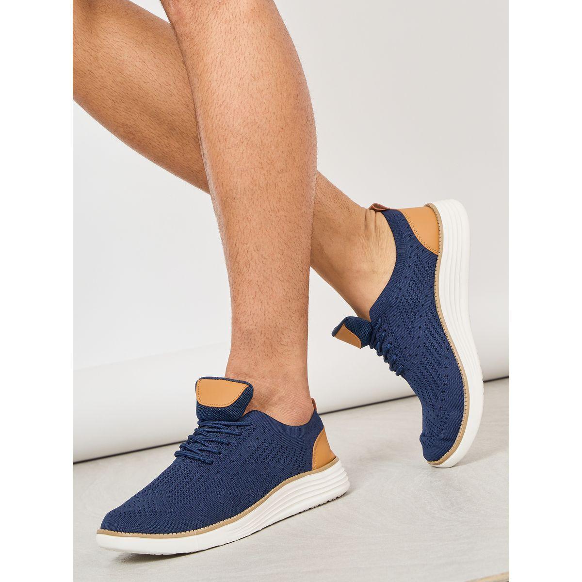 Styli Contrast Heel Counter Casual Oxford Lace Up Sneakers-men-shoes-sneakers-image-1