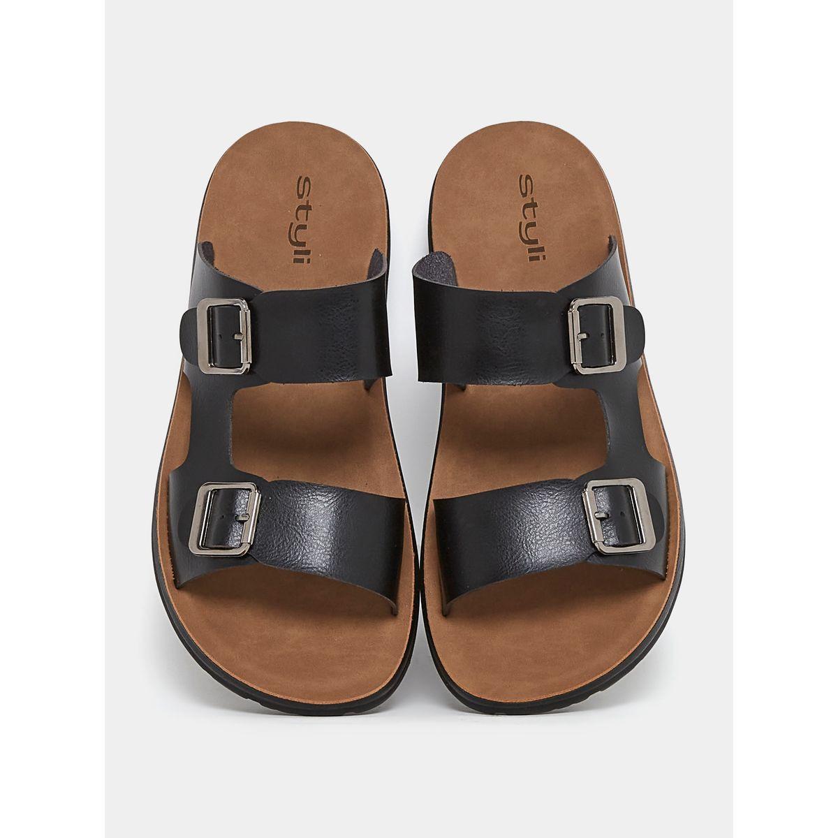 Styli Buckle Detail Double Strap Platform Sole Sandals-men-shoes-sandals-image-5