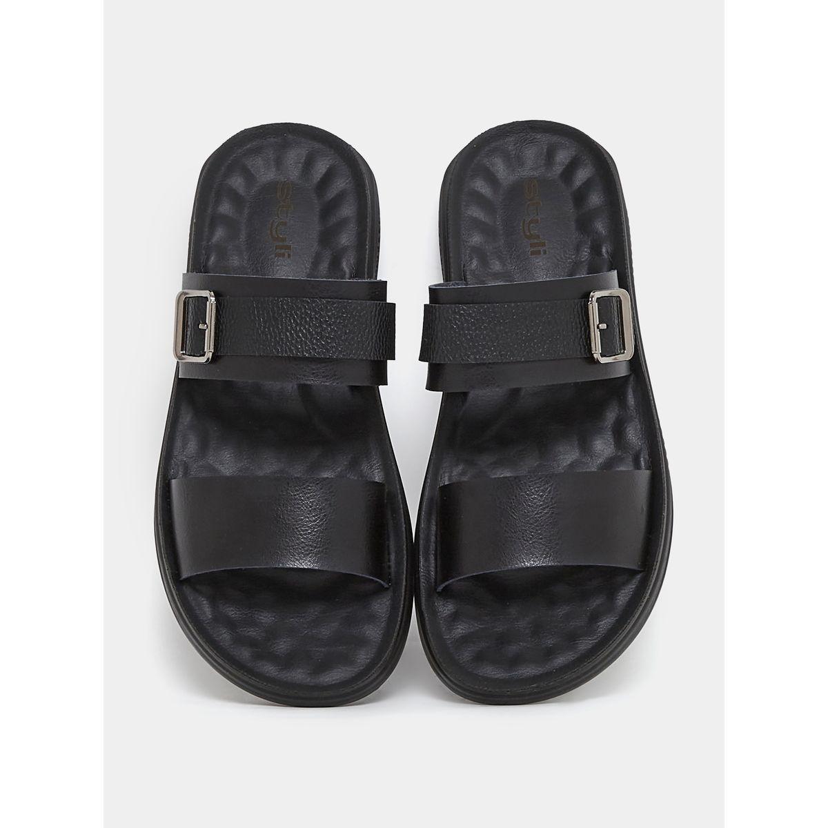 Styli Buckle Detail Double Strap Comfortable Sole Sandals-men-shoes-sandals-image-5