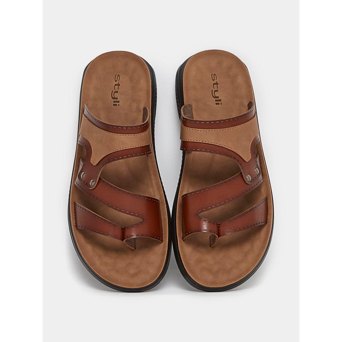 Styli Textured Open Toe Sandals-men-shoes-sandals-image-5