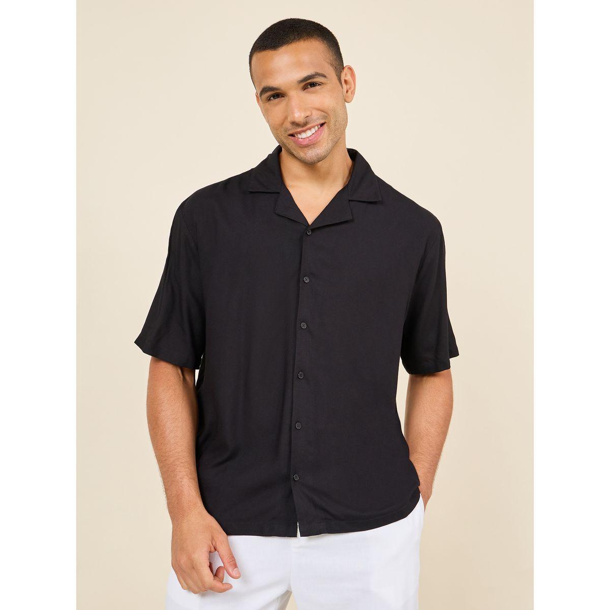 Styli Solid Resort Collar Relaxed Fit Shirt-men-clothing-shirts-image-1