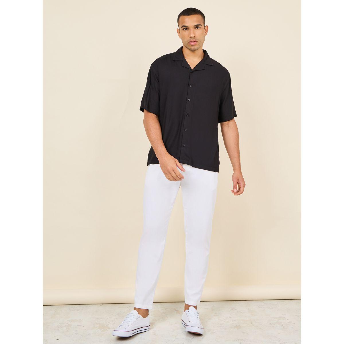 Styli Solid Resort Collar Relaxed Fit Shirt-men-clothing-shirts-image-2