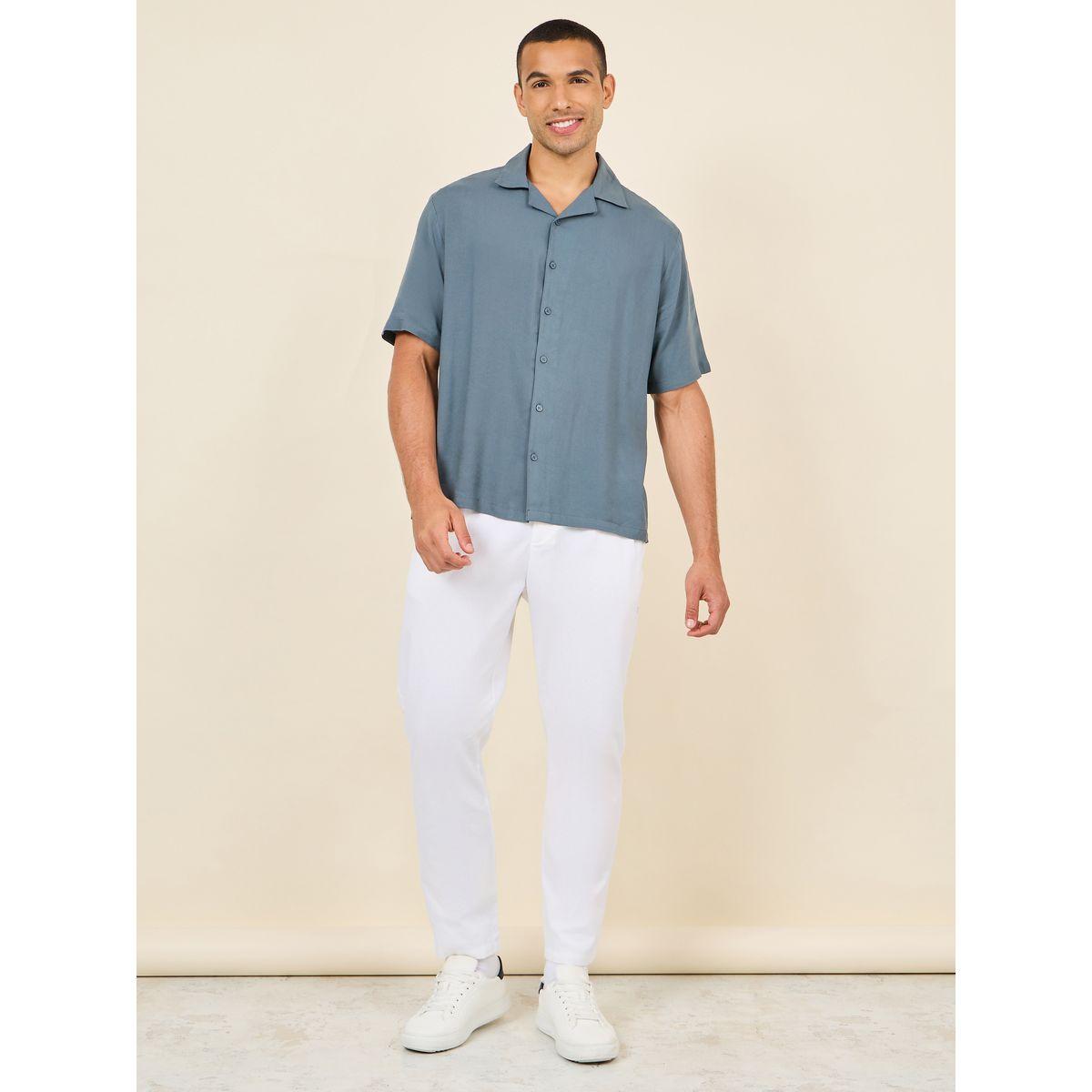 Styli Solid Resort Collar Relaxed Fit Shirt-men-clothing-shirts-image-2