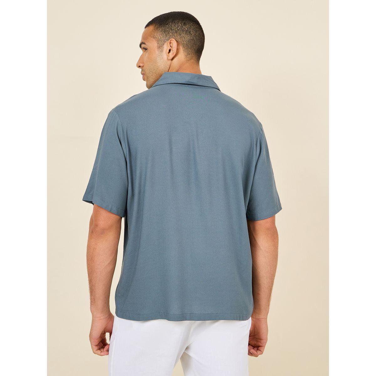 Styli Solid Resort Collar Relaxed Fit Shirt-men-clothing-shirts-image-4