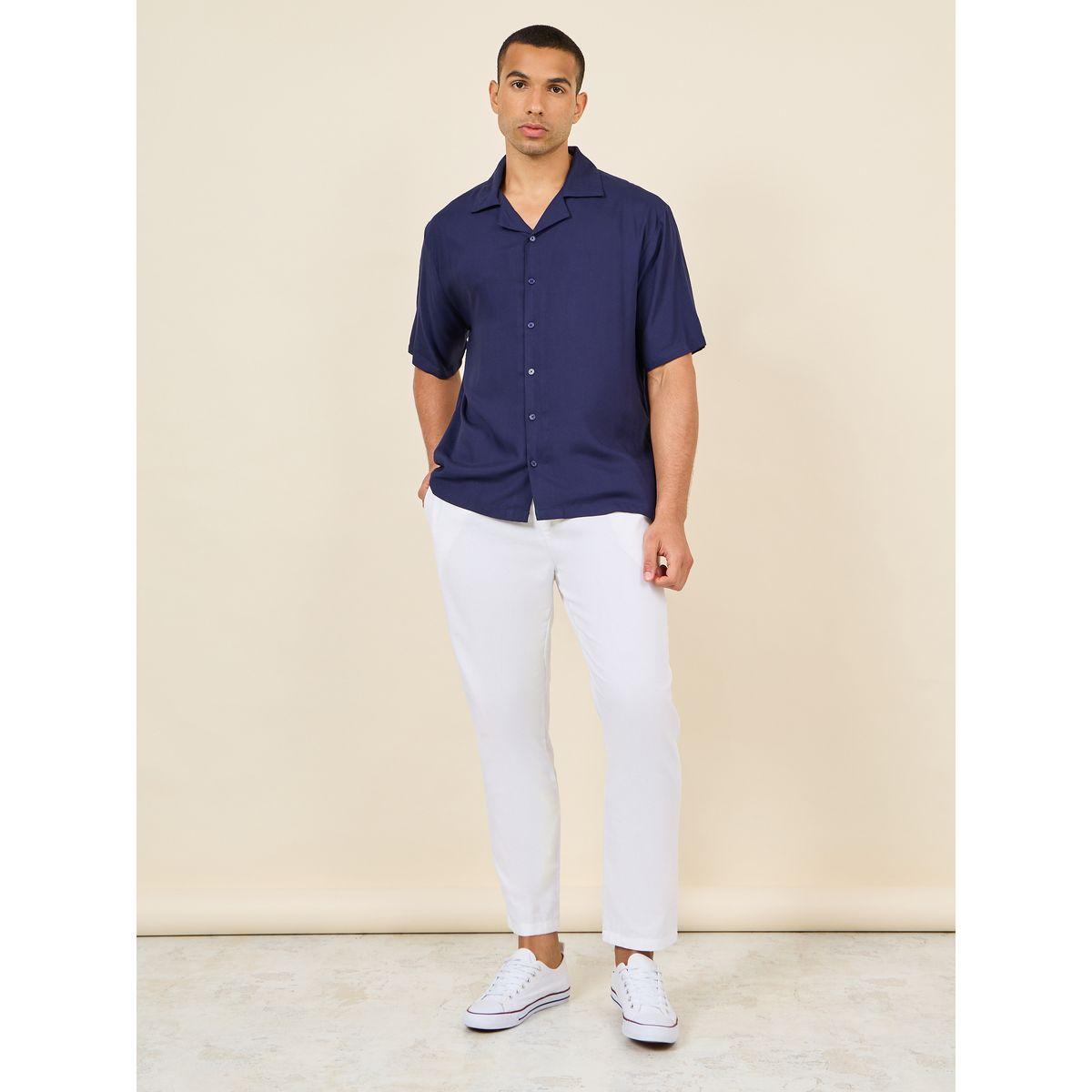Styli Solid Resort Collar Relaxed Fit Shirt-men-clothing-shirts-image-2