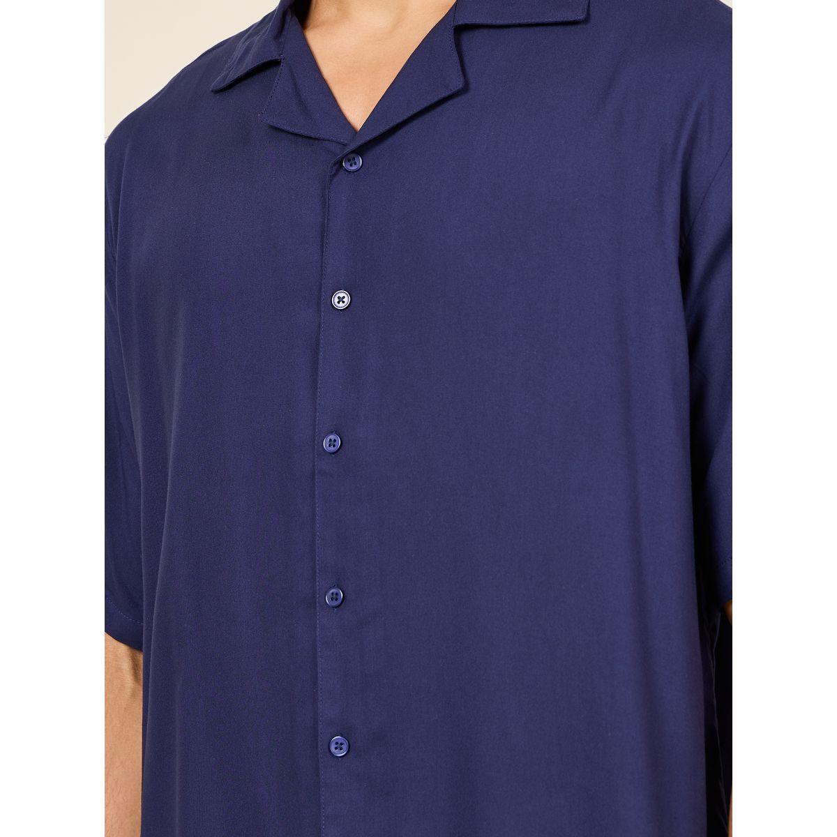 Styli Solid Resort Collar Relaxed Fit Shirt-men-clothing-shirts-image-3